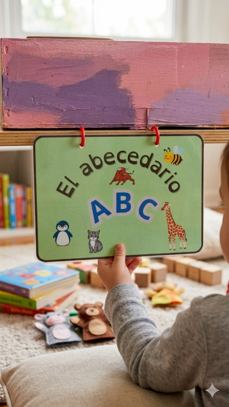 Mon Abécédaire Interactif Spécial Espagnol El Abecedario avec reliure anneaux rouges