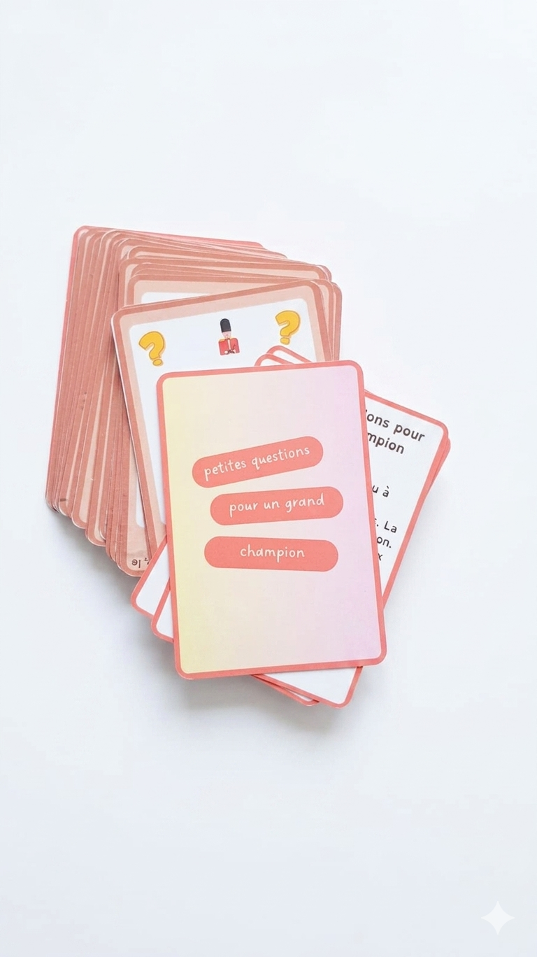Jeu de cartes Petites questions pour un grand champion avec illustrations de gardes royaux